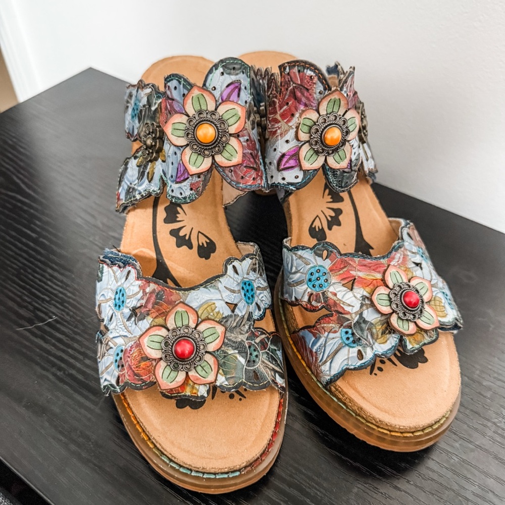 L’Artiste Radiating Sandals Size 9.5/41 | Color Denim Multi | NWOT
